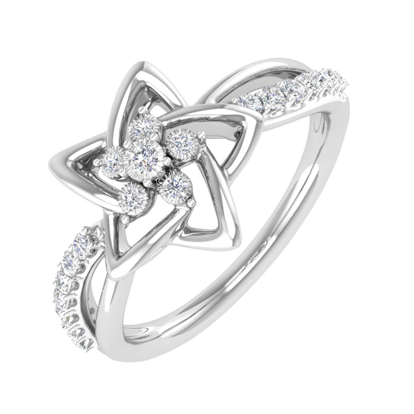 FINEROCK0.15 Carat Diamond Star Shaped Ring in 10K Gold (I1-I2 Clarity)