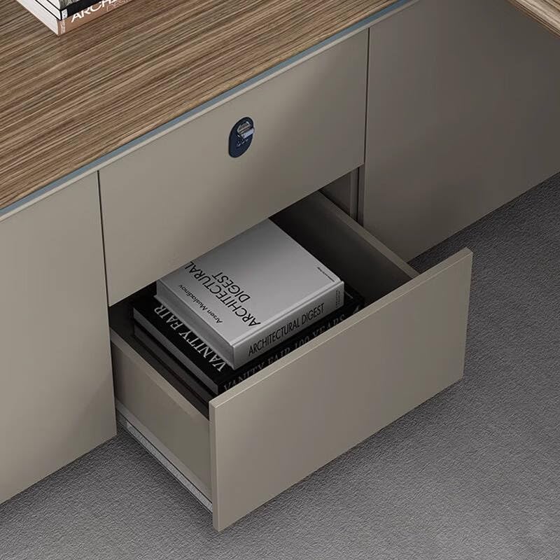Image of Lakdi The Furniture Co Luxury Modern Executive Director Table with Curved Base, Integrated Side Storage & Wooden Top - Premium Office Furniture - LDL-772