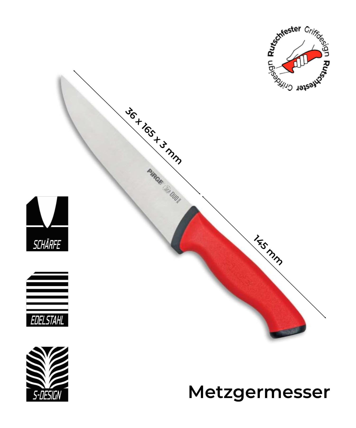 Pirge Set di coltelli da macellaio, 6 pezzi, coltelli da macellazione con impugnatura antiscivolo - Coltelli da carne - Affilatura eccellente - Coltelli da disosso