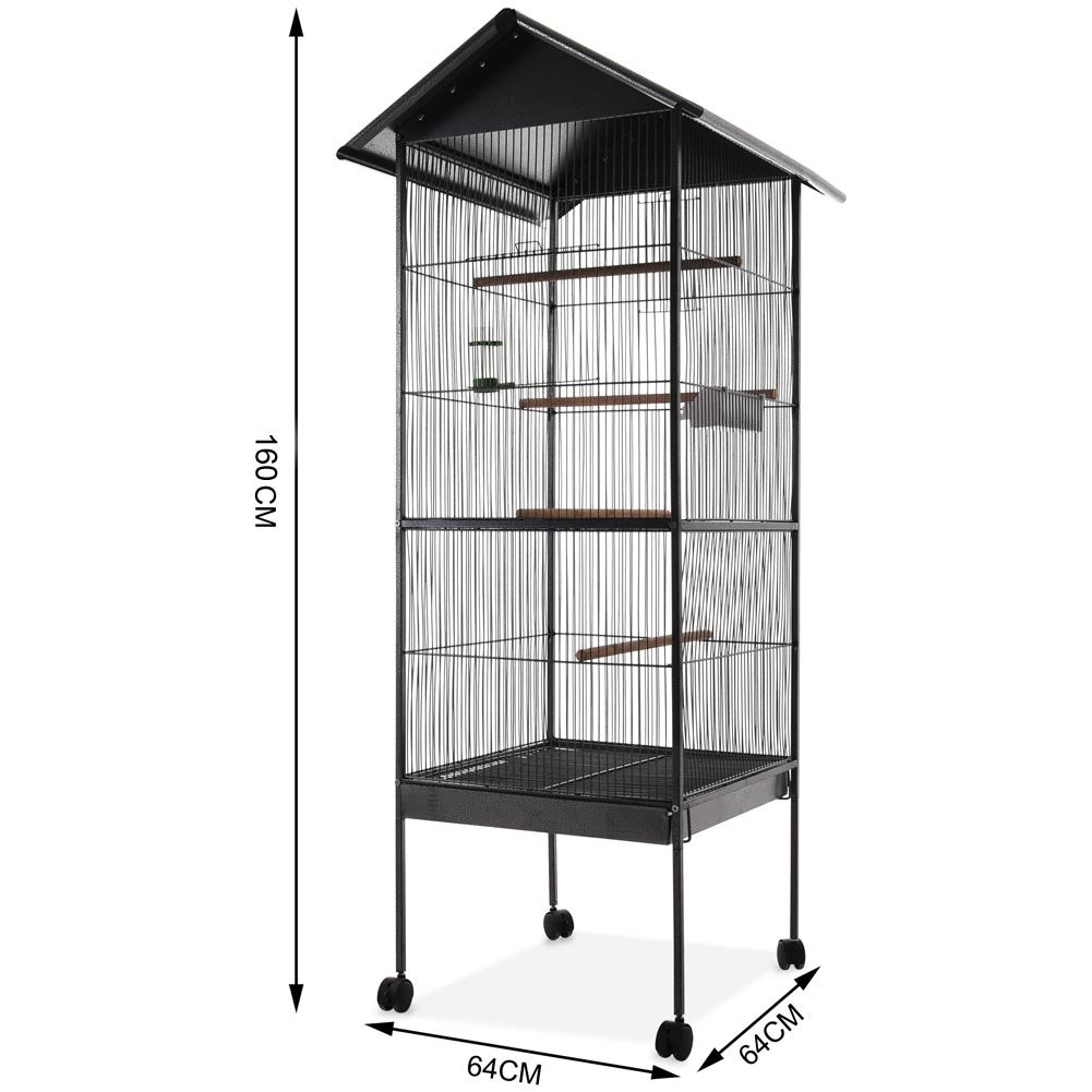 BAKAJI Voliera XXL per Uccelli Pappagalli Canarini Parrocchetti Altezza 160 cm Gabbia Grande in Metallo Bird House con Cassetto Estraibile per la Sabbia, Adatta per Interno ed Esterno