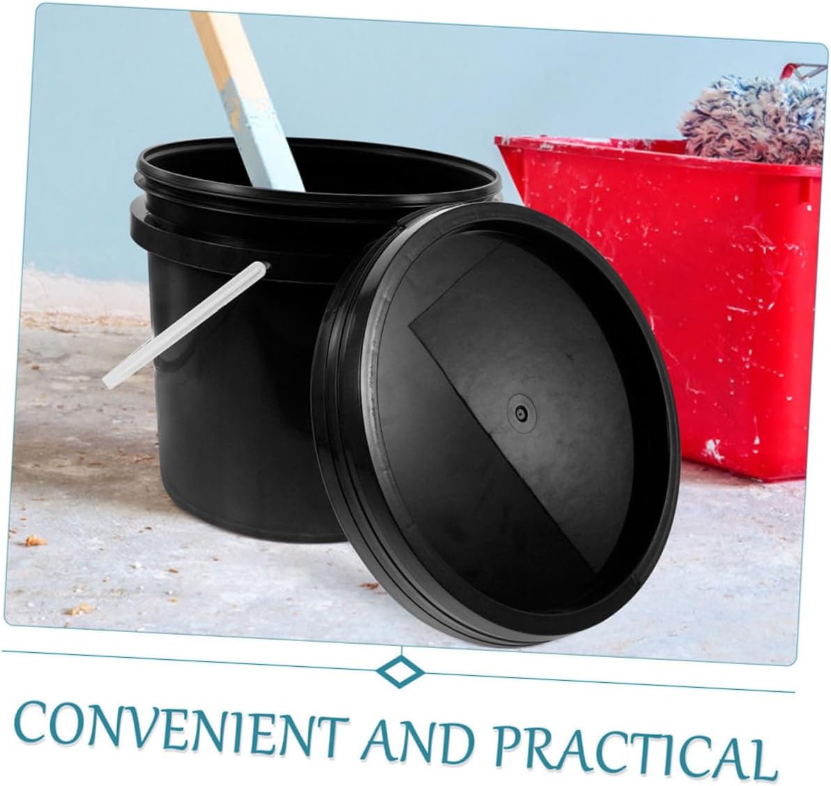 Food-Grade Plastic Sealing Bucket with Lid 5L Round Paint Storage Container with Handle for Art Supplies and Painting Projects