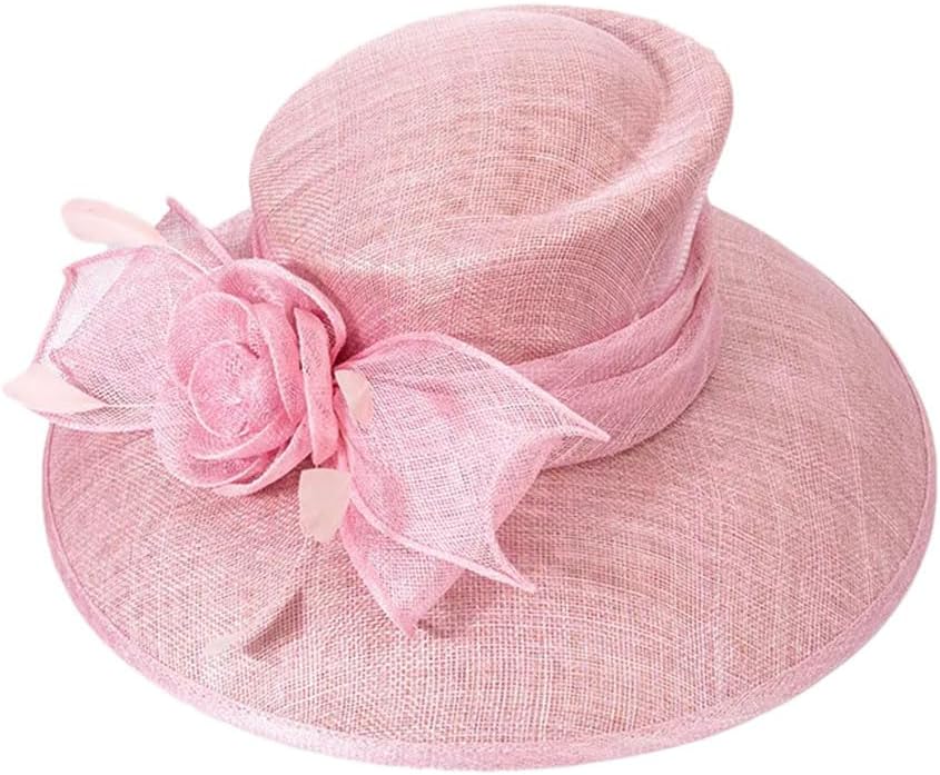 Women Luxury Feather Wedding Hat Elegant Derby Cocktail Party Bridal Bowler Cap