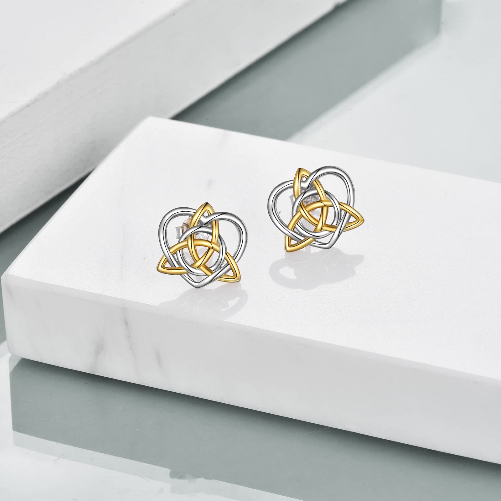 Pendientes de Nudo Celta Plata de Ley Triquetra Aretes para Mujeres Chicas