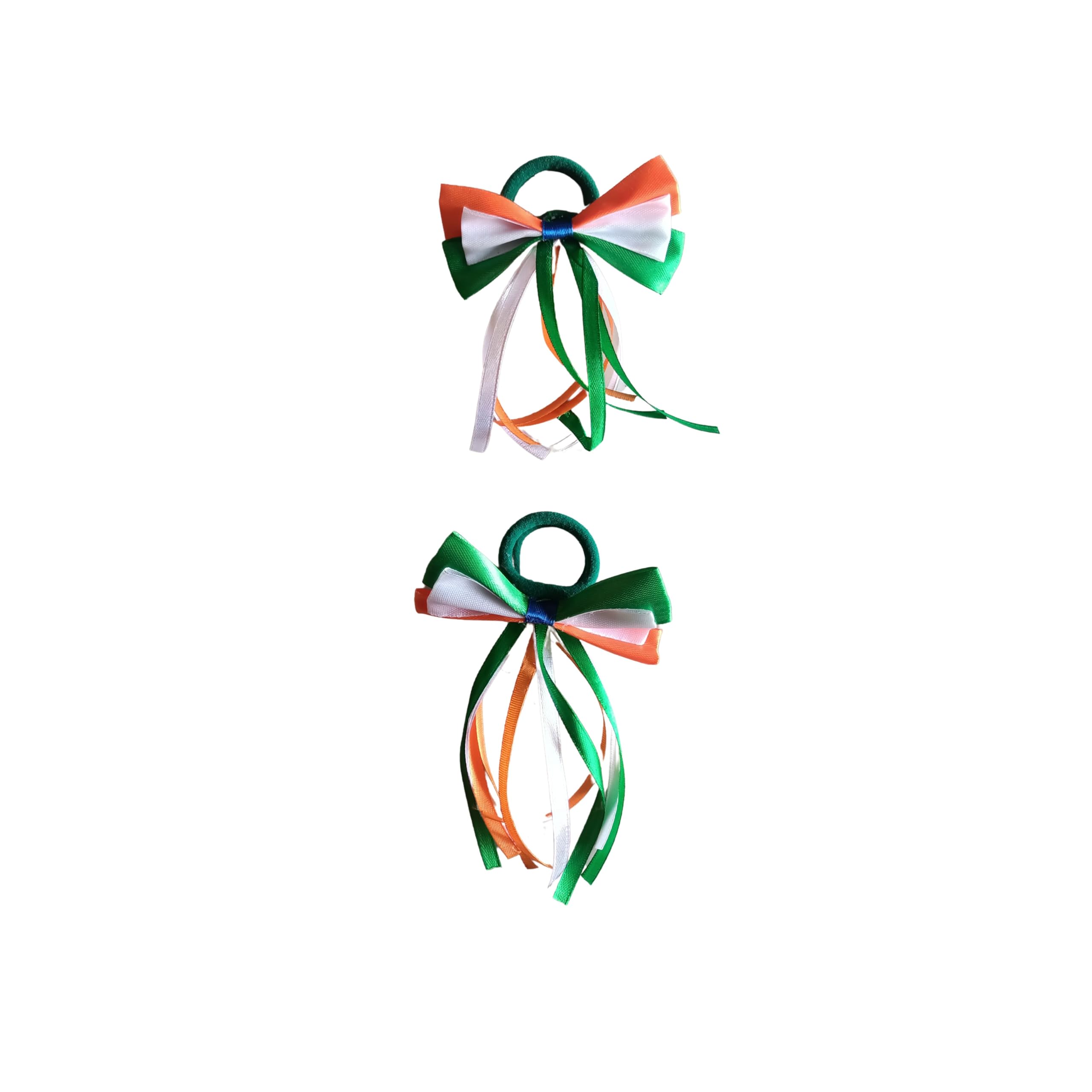 Tricolor Ribbon Bow Rubber Band For Independence Day Republic Day | Tiranga Rubber Band for Girls