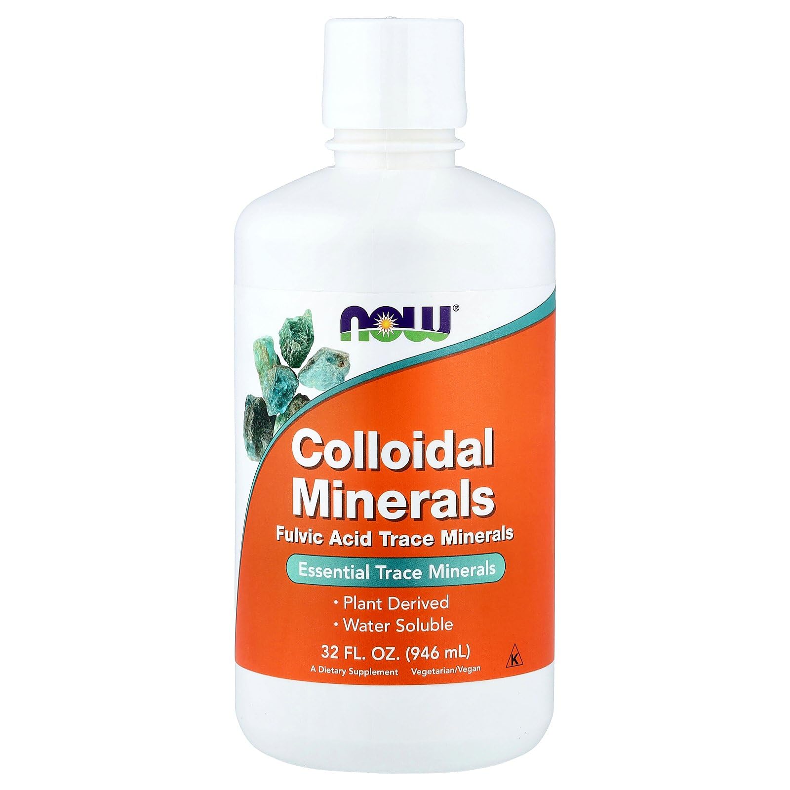 NOW Foods Supplements, Colloidal Minerals Liquid, Plant Derived, Essential Trace Minerals, 32-Ounce