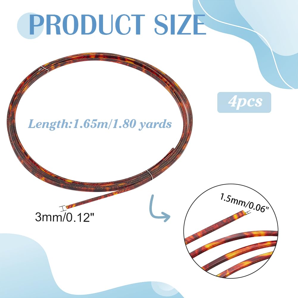 PH PandaHall 4pcs Binding Purfling Strip 1650x3x1.5mm Plastic Imitation Shell Guitar Binding Purfling Strip Guitar Binding Edge Trim for Acoustic Classical Guitar, Brown