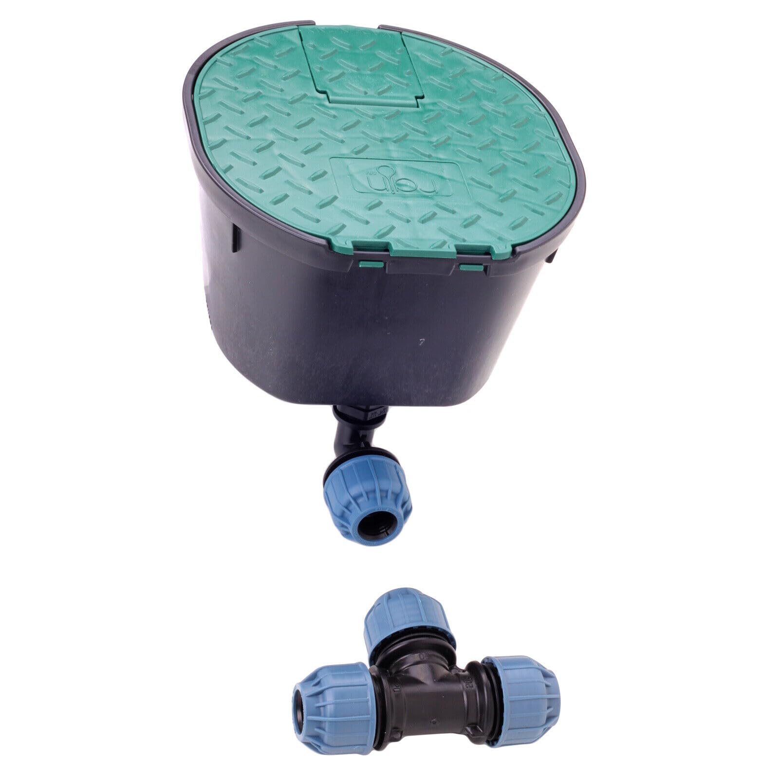 Verdone Wasserentnahmestelle Komplettset für PE-Rohr 25mm – Wassersteckdose mit Kugelhahn 3/4" + Elysee PE-Fittings (Winkel & T-Stück) + Schlauchanschluss – Wasseranschluss für die Wasserentnahme