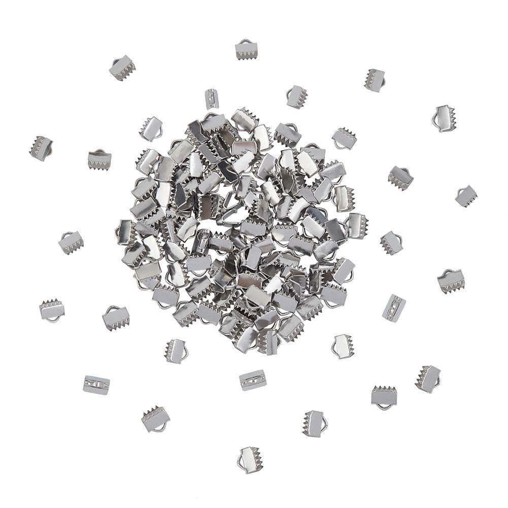 Fermoirs Extrémité Ruban Acier Inoxydable - Lot 100 Pièces 5x10x7mm - Pour Bijoux Colliers Bracelets