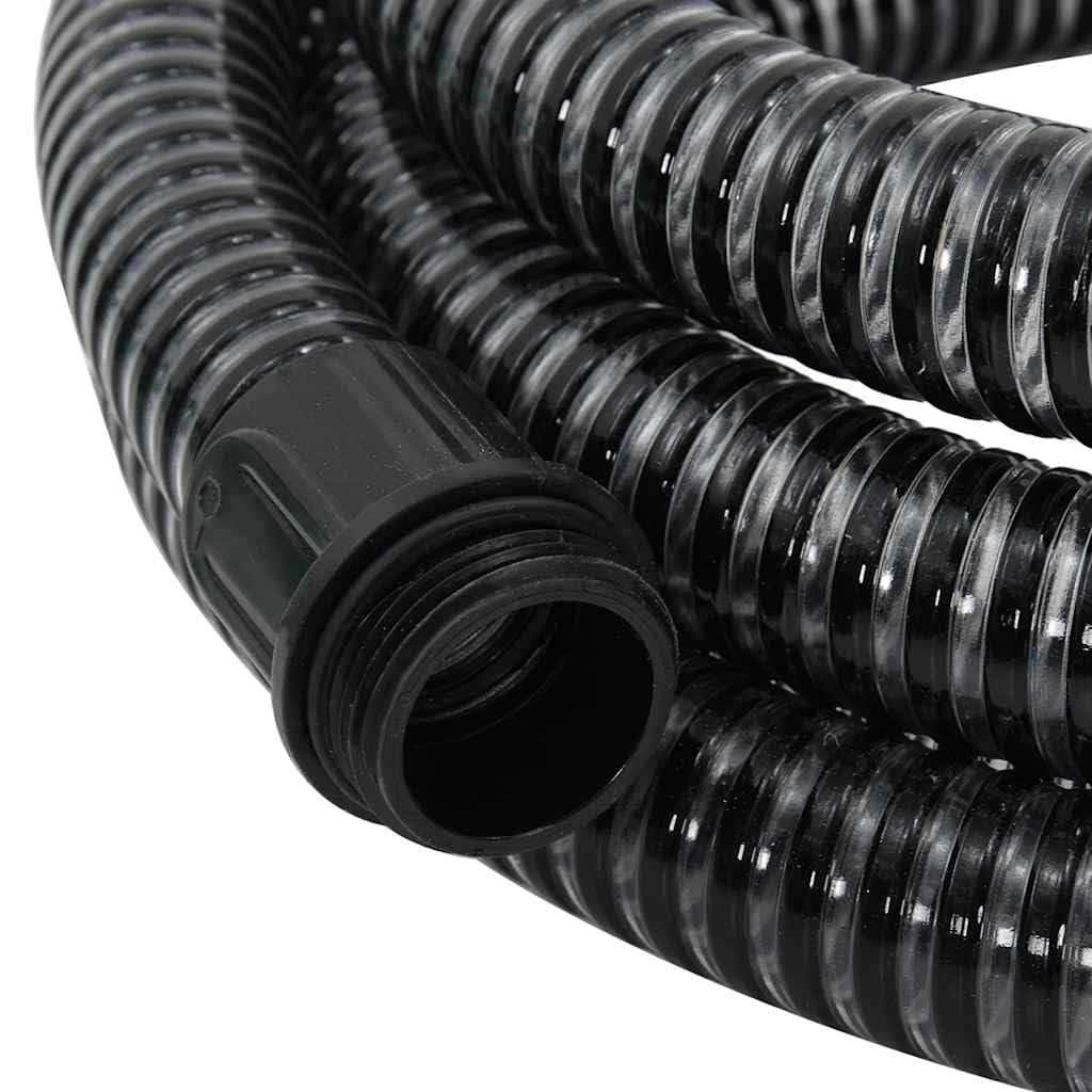 Manguera de succión con conectores de latón negro de 1,1 pulgadas y 15 m, manguera de jardín de PVC, flexible, sin pliegues, para riego, limpieza de coches con acoplamiento y pistola