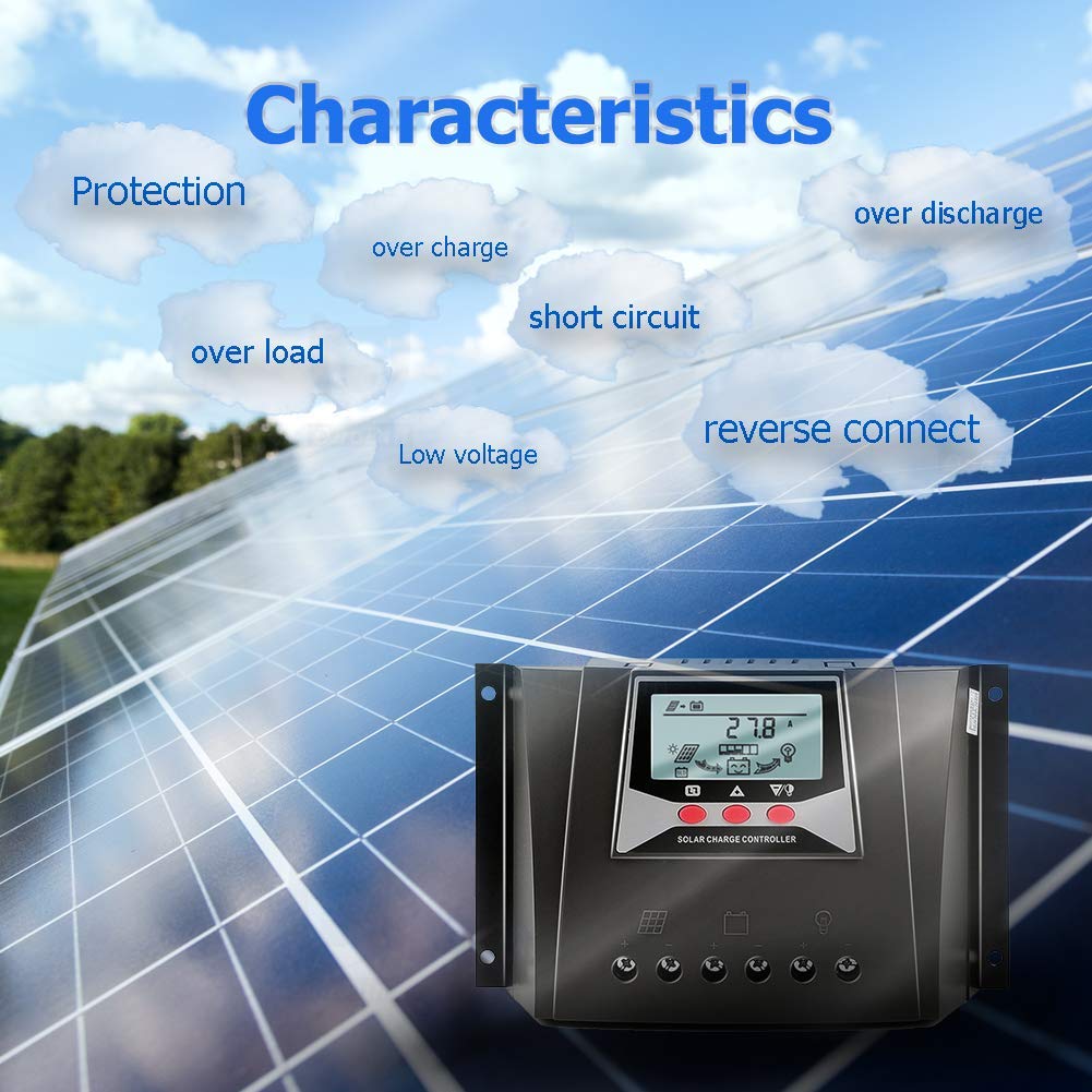 SolaMr 40A Régulateur de Charge Solaire 12V/24V avec Identification Automatique Intelligent Régulateur avec Écran LCD pour Batterie de Panneau Solaire - WP4024D