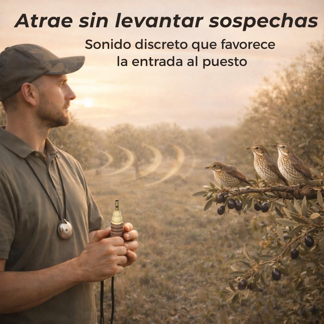 Reclamo Zorzal Bucal Manual con 2 Silbatos para Atraer Zorzales
