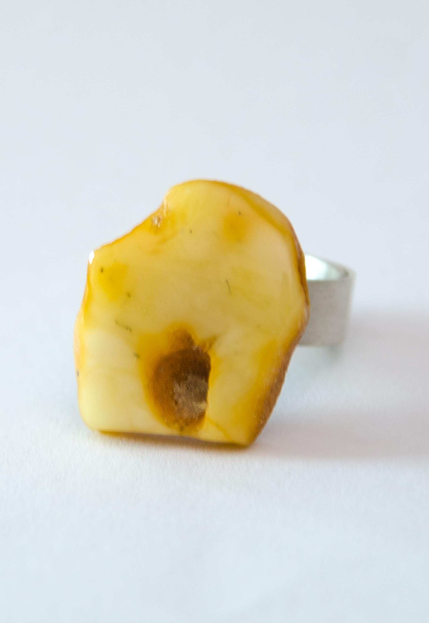 Ring Bernstein WEISS GELB sterling Silber 925 NEU UNIKAT R96