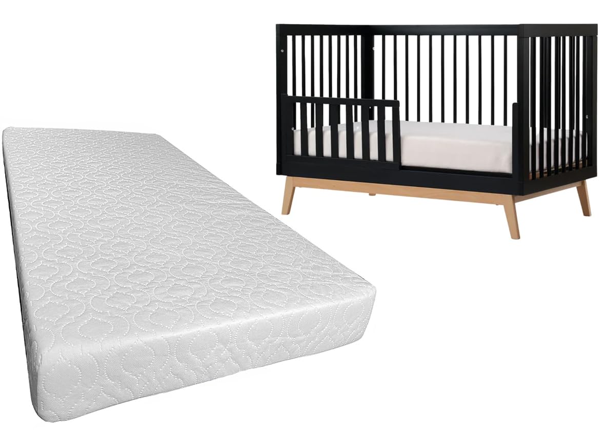 Crescent Textile Travel Cot Mattress Extra Thick to Fit 93 x 64 x 6cm Eco-Friendly Polyester Cover Non-Allergenic and Breathable for Babies and Toddlers Cot Bed Mattress