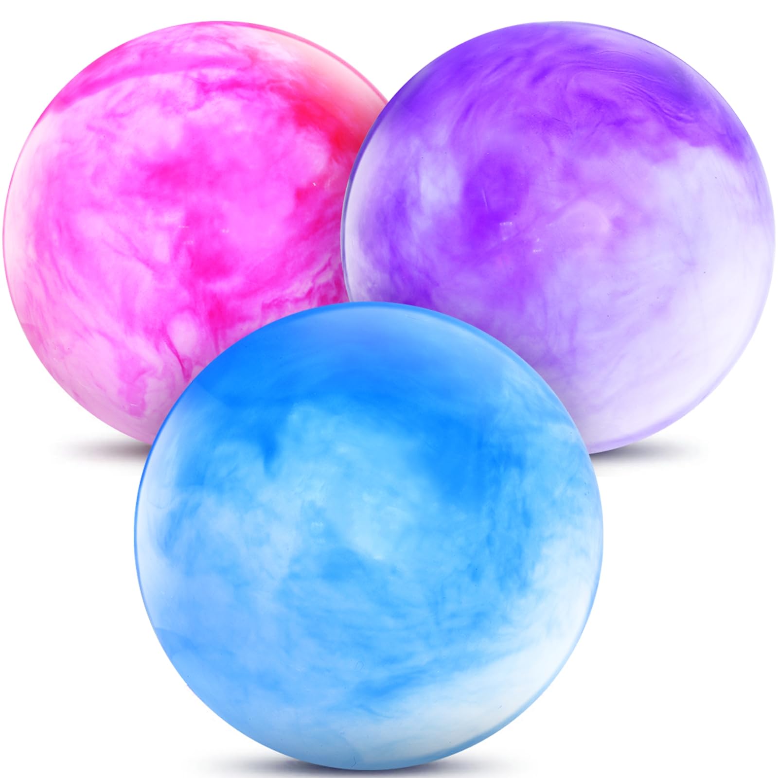 TURNMEON 6 Pack Marbleized Bouncy Balls for Kids 9 Inch Inflatable Rubber Kick Ball with Pump, Playground Ball Beach Sensory Balls Toys for Kid Adults Park Beach Indoor Outdoor Games