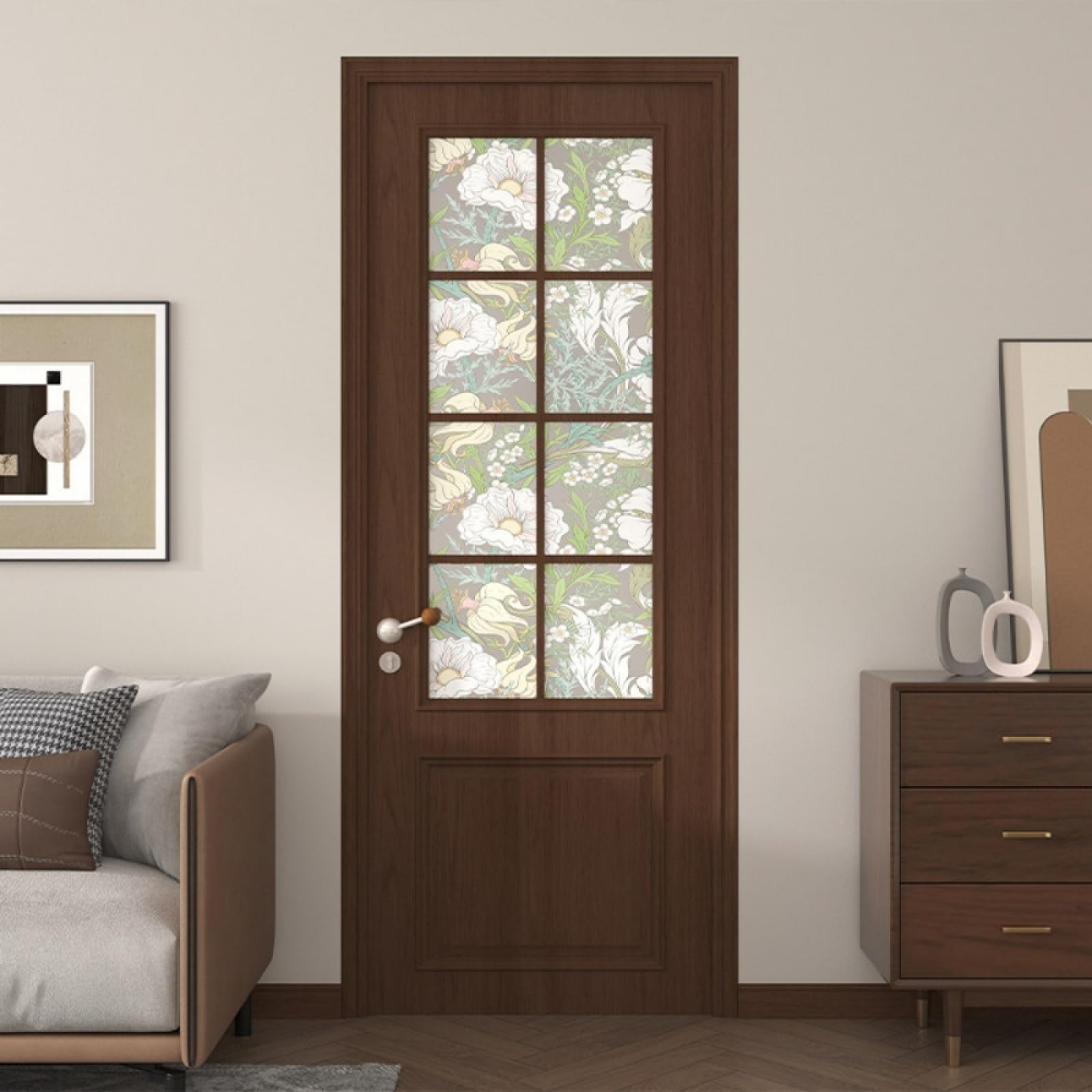 Vinilo Adhesivo Cristal Decorativo Flores Blancas Amarillas Vinilos para Cristales Privacidad Estatico Anti UV Reutilizable para Oficina Dormitorio Sala de Estar Vinilo para Ventanas
