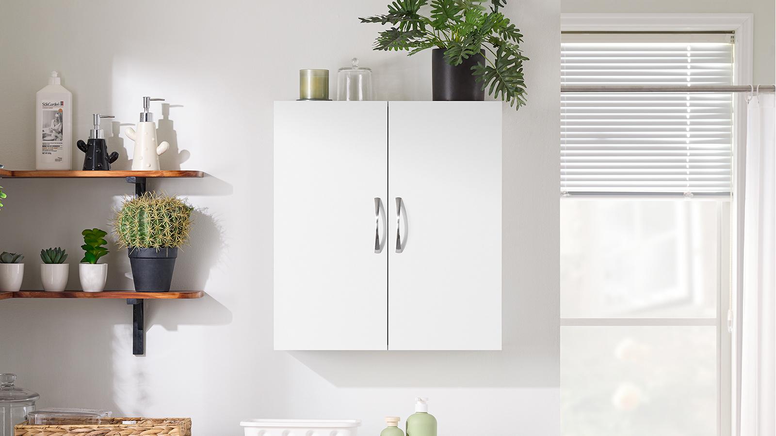 Armario de almacenamiento multifuncional para montaje en pared SoBuy, tamaño para pared, blanco | Armario de medicamentos para sobre inodoro con estante, almacenamiento multiusos para baño, cocina y lavandería miniatura 7