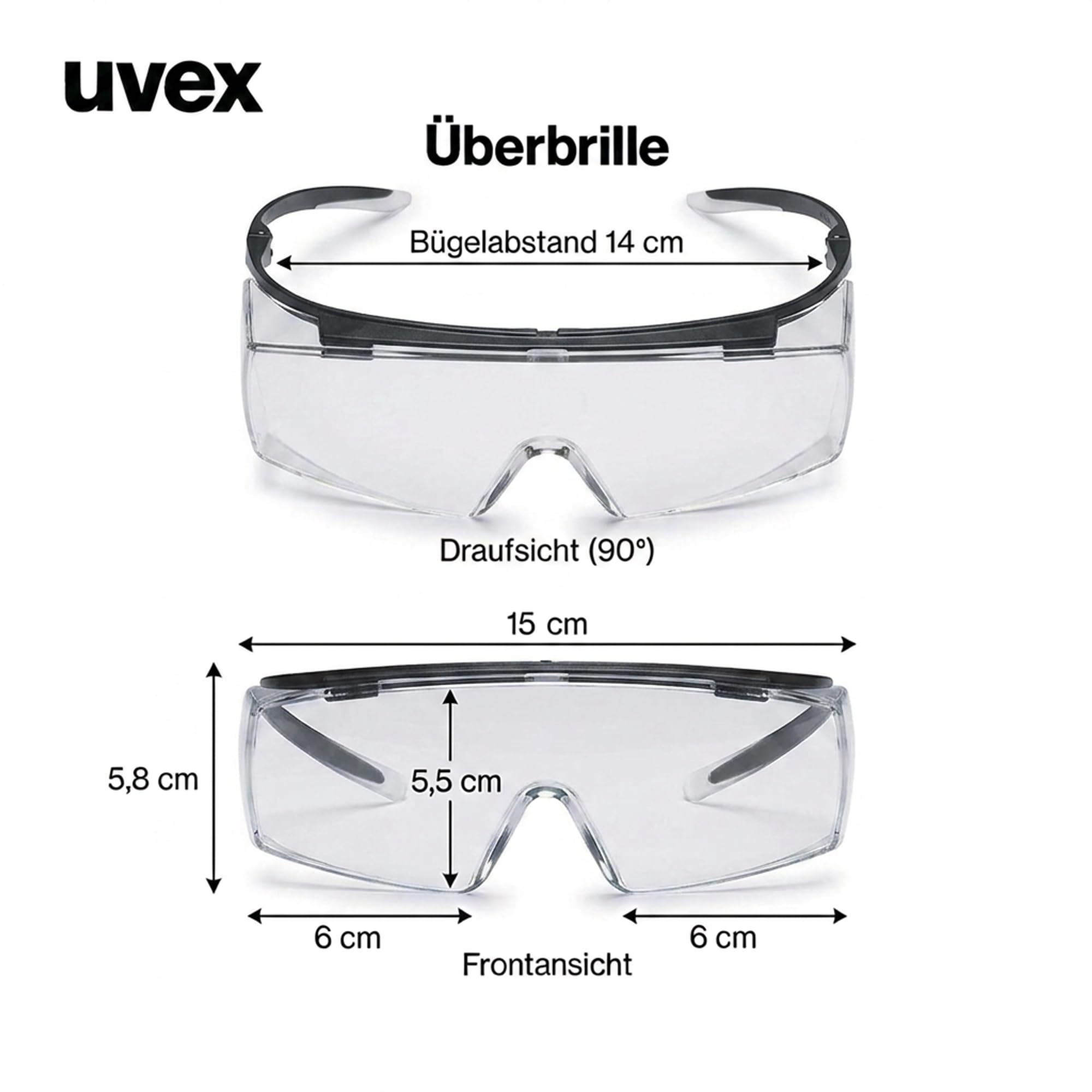 Uvex Super f STANAG 2920/4296 Lunettes de protection OTG pour porteurs de lunettes, anti-buée et anti-rayures, champ de vision clair pour les tirs et l'entraînement, avec étui et accessoires