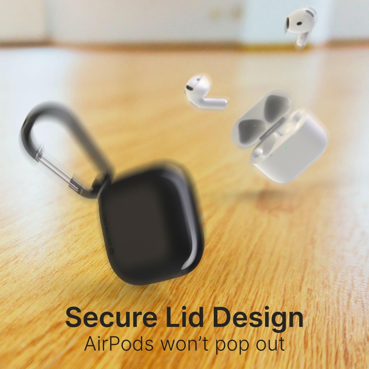 Catalyst Étui Étanche Compatible avec AirPods 4ème Génération - Imperméable, Résistant aux Chocs, aux Rayures et aux Chutes, avec Mousqueton - Noir