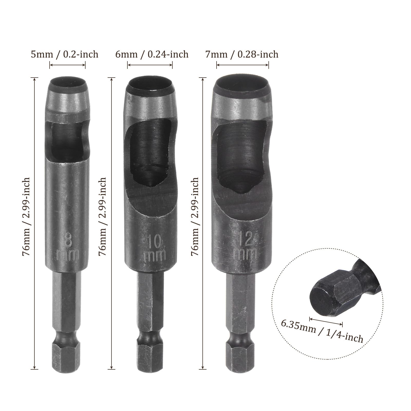 Kozelo 3pcs Leather Hole Punch Tool - Image 3
