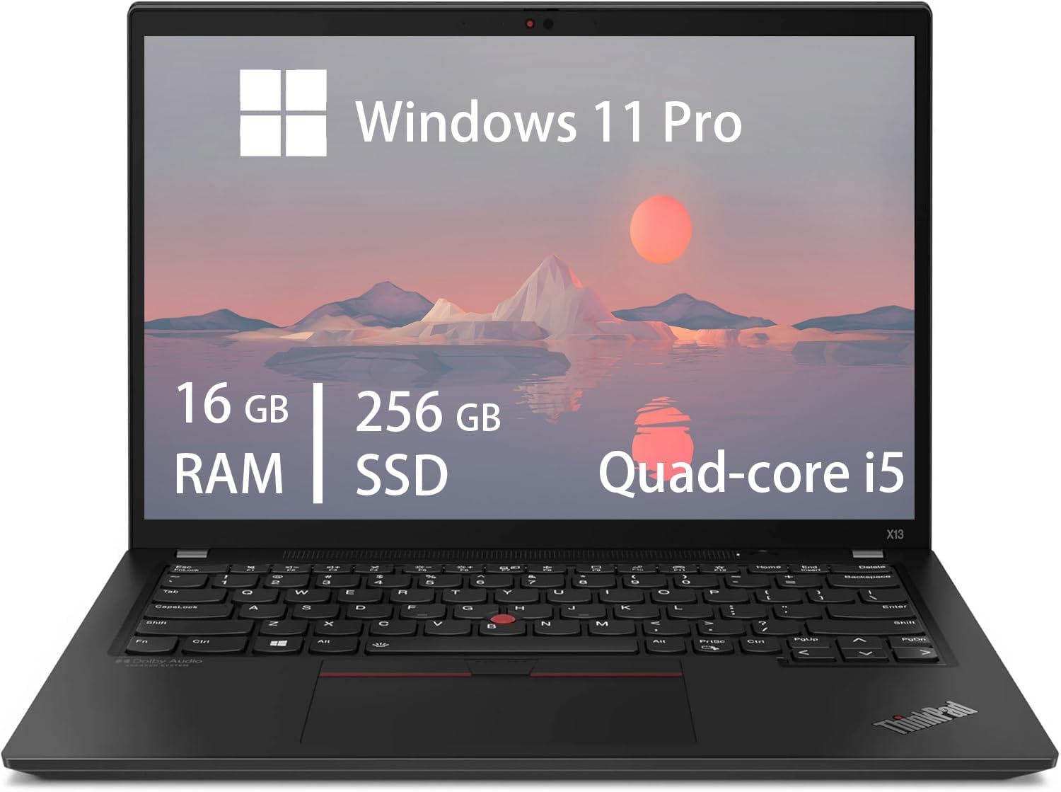 Lenovo ThinkPad X13 Gen 1 Laptop Professional, Display HD da 13,3 pollici, processore Intel Core i5-10210U, 16 GB di RAM, SSD 256 GB, tastiera giapponese, Windows 11 Pro (ricondizionato)