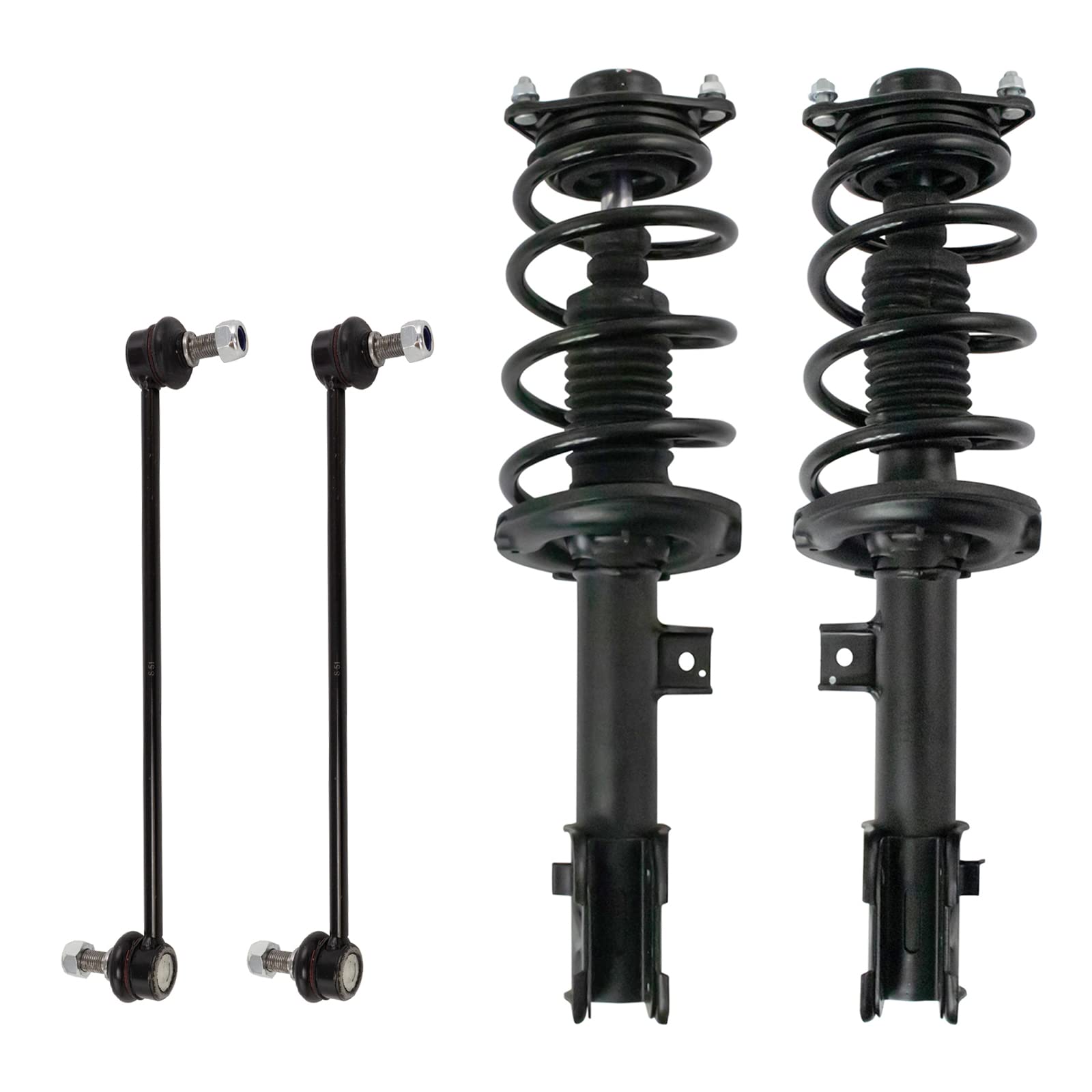 TRQ Front Complete Loaded Strut & Spring Assembly Sway Bar End Link Suspension Kit 4 Piece Set for 2014-2015 Kia Sorento / 2015-2018 Hyundai Santa Fe Sport