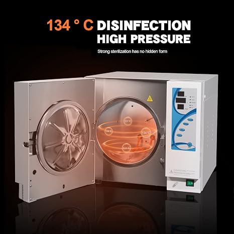 EustomA 23L Benchtop Type Autoclave Class N High Pressure Steam Machine with Drying Plus Function Digital Screen E0523