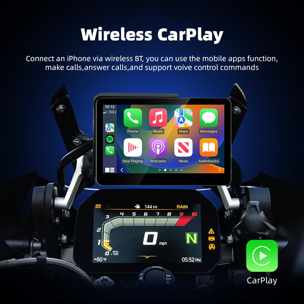 Pantalla de motocicleta de 6,2 pulgadas para BMW R1200GS R1250GS F800 F900 S1000XR, inalámbrico CarPlay y Android Auto (no GPS/sin soporte), compatible con WonderWheel y lector de datos del