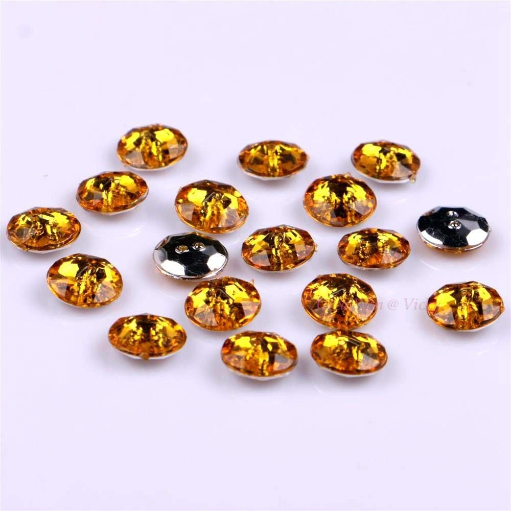 Boutons Ronds 11 Mm Avec Paillettes - 2 Trous, En Résine, Pour Scrapbooking, Mercerie, Décoration - Neufs !