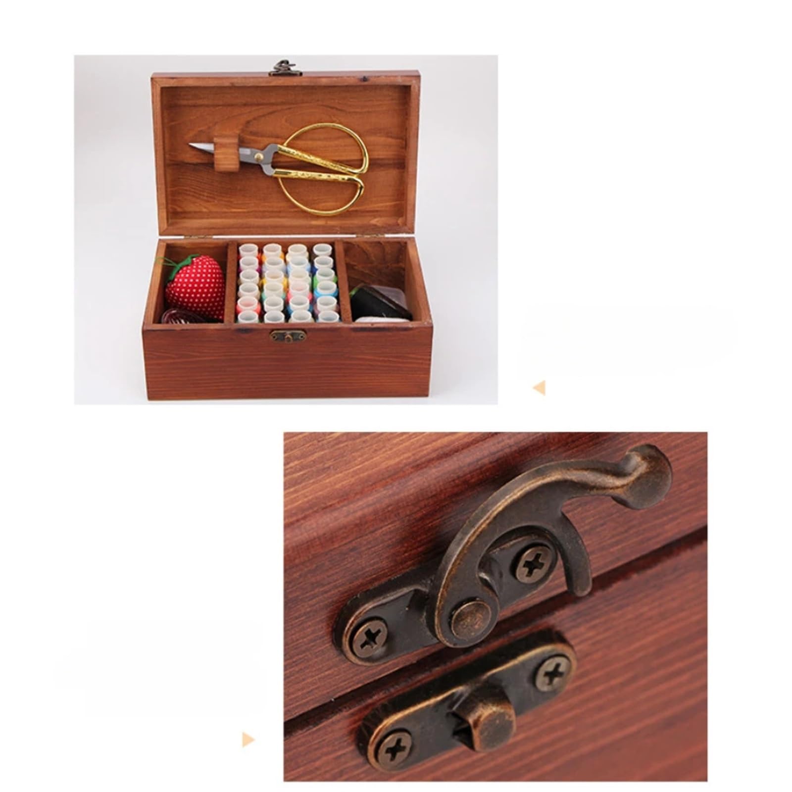 Multifunktionale Hause Nähen Box Kiefer Holz Haushalt Vintage Nadel Faden Lagerung Fall Organizer für Hause Reise Camping