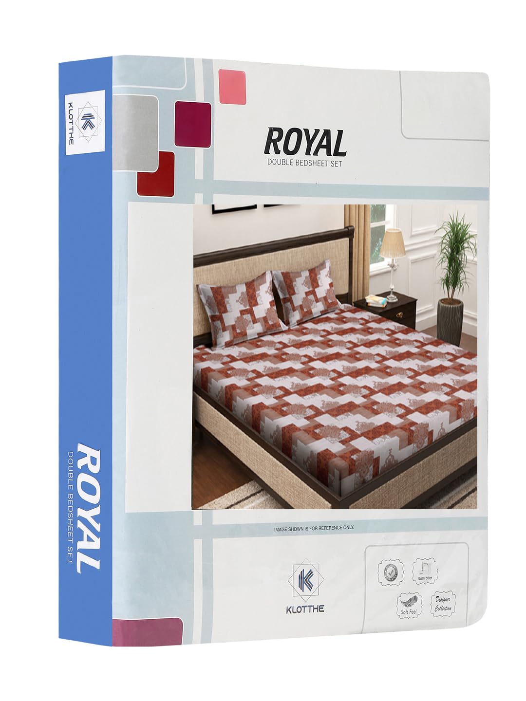 Klotthe Multicolor Geometric 400 TC Pure Cotton Double Bedsheet Set in Book Fold Packing 4