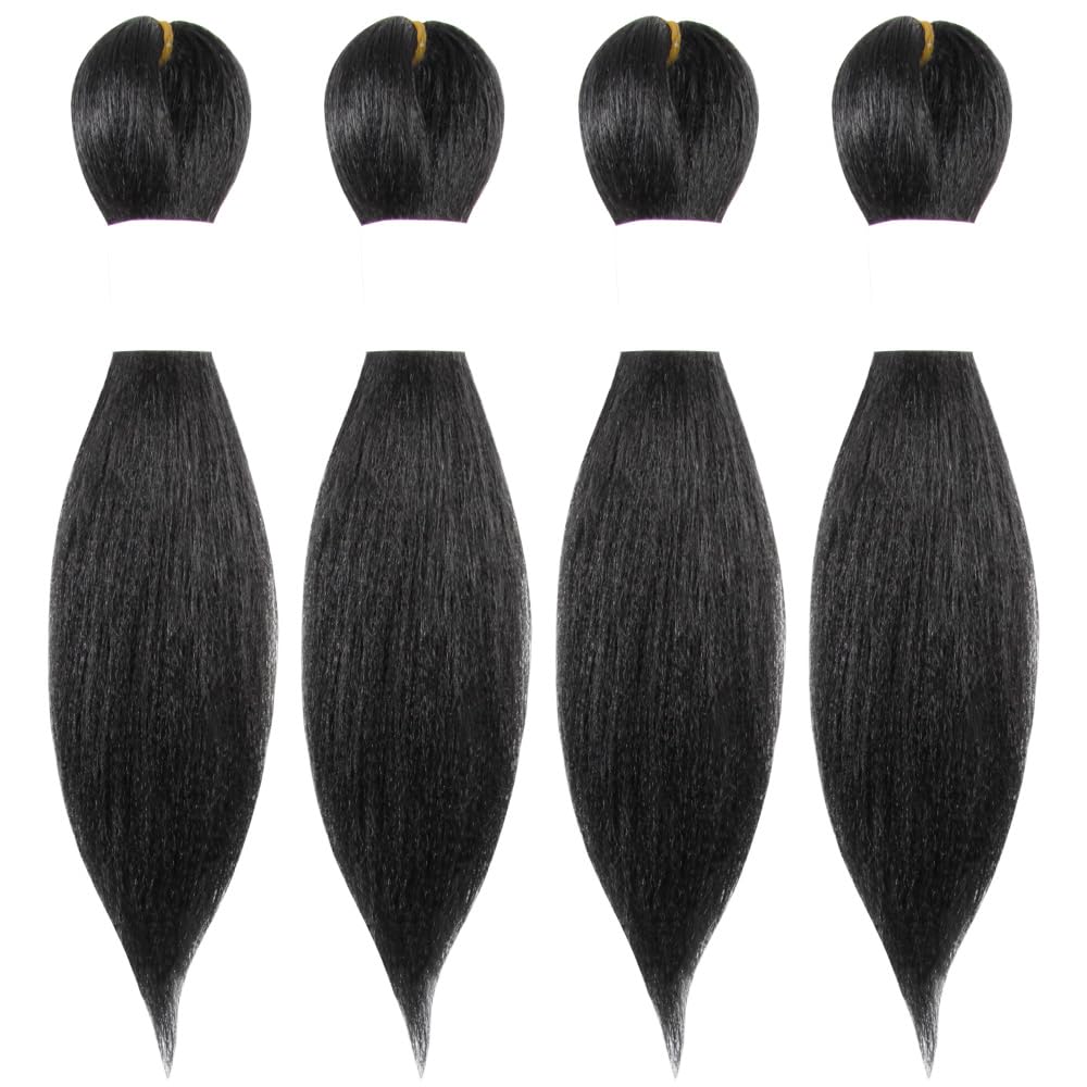 Osuntress Braiding Hair Pre Stretched 10 Inch 4 Packs, Short Hair Extensions for Braids, Synthetic Braiding Hair Prestretched 1B(Natural Black)