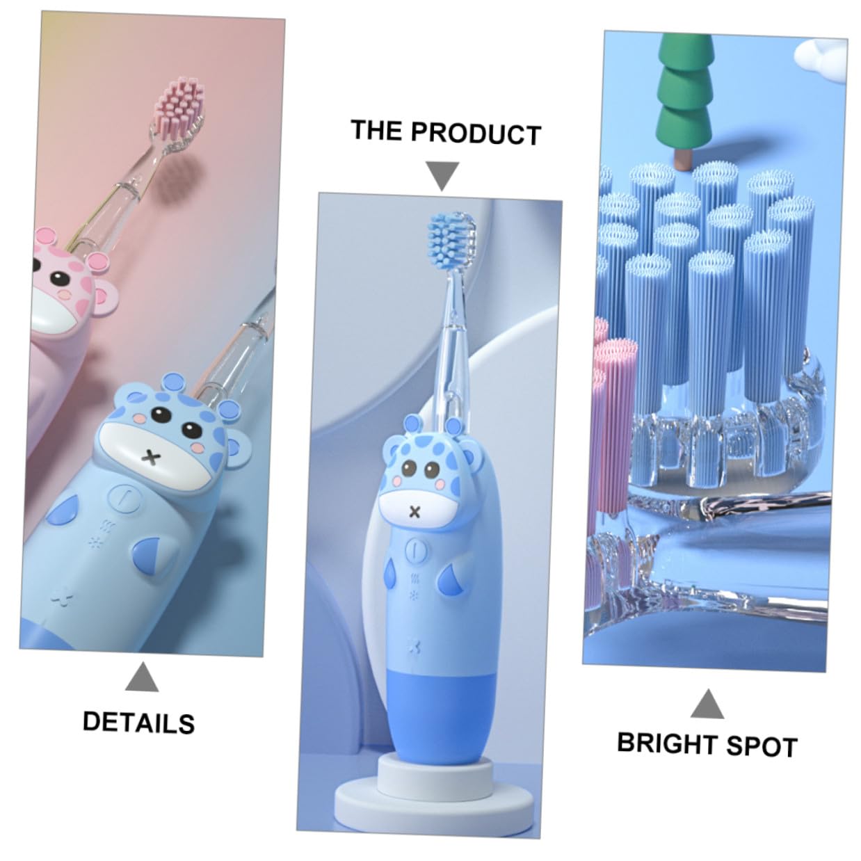 Cepillo de Dientes Eléctrico Sónico con Velocidad Ajustable para Niños Silicona y Pc Adecuado para Cuidado Dental Infantil Diario
