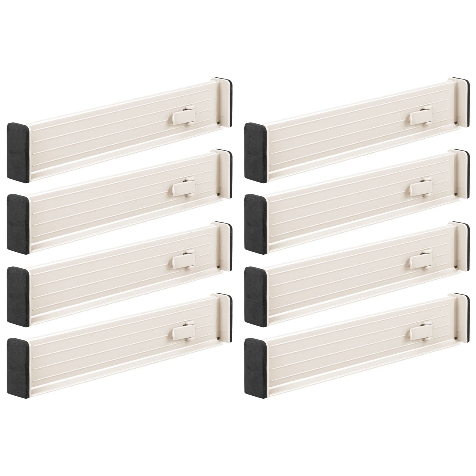 mDesign Expandable Dresser Drawer Divider with Foam Ends, Drawer Divider Locks in Place, Separators for Clothing and Accessories in Closet or Dresser Drawer, Ligne Collection, 8 Pack, Cream/Beige
