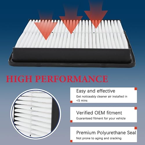 Miniatura 4 de Filtro de aire de motor, (CA10881) Filtro de aire compatible con Azera, Santa Fe, Sonata, Optima, Sorento, filtro con OE 28113-2P100 28113-3R200