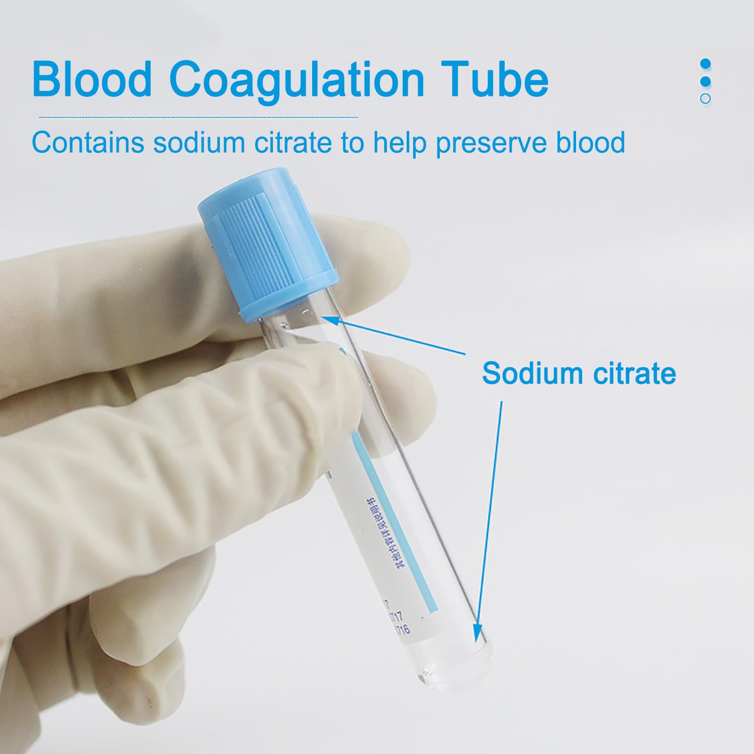 100pcs/pack Tubo De Recogida De Sangre De Citrato De Sodio, Desechable Estéril Presión Negativa Sangre Al Vacío, con Tapa Azul, Citrato Sódico 1:9, para Uso En Laboratorio