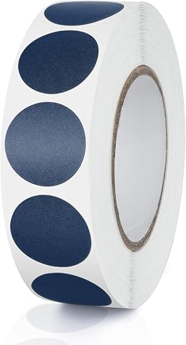 Calcomanías redondas azules de 34 pulgadas con código de color, impermeable, rollo extraíble de 1000 unidades