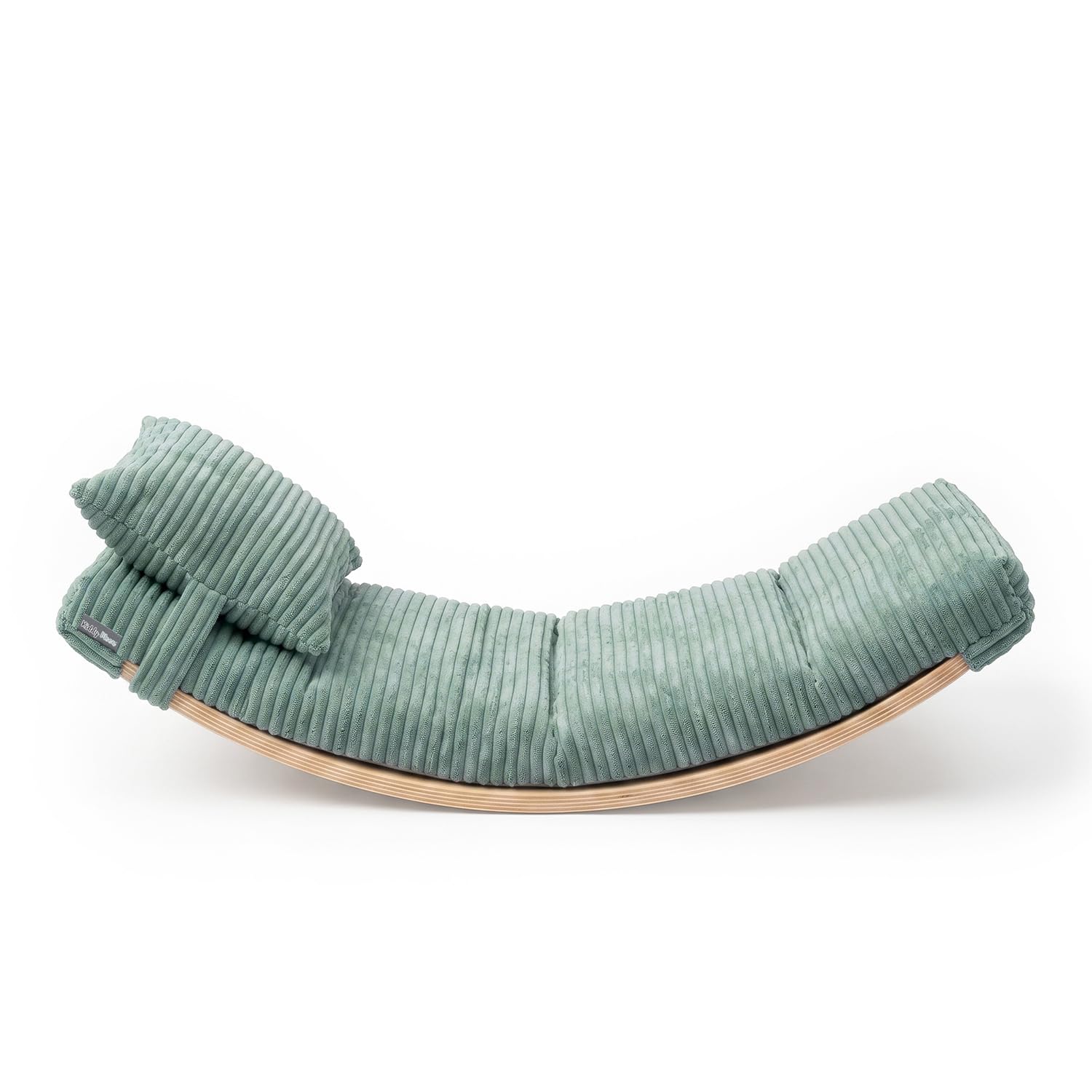 KiddyMoon Balance Board For Kids With Mattress And Pillow Wooden Sensory Wobble Board, Natural/Green,Balance Board/Mattress/Pillow