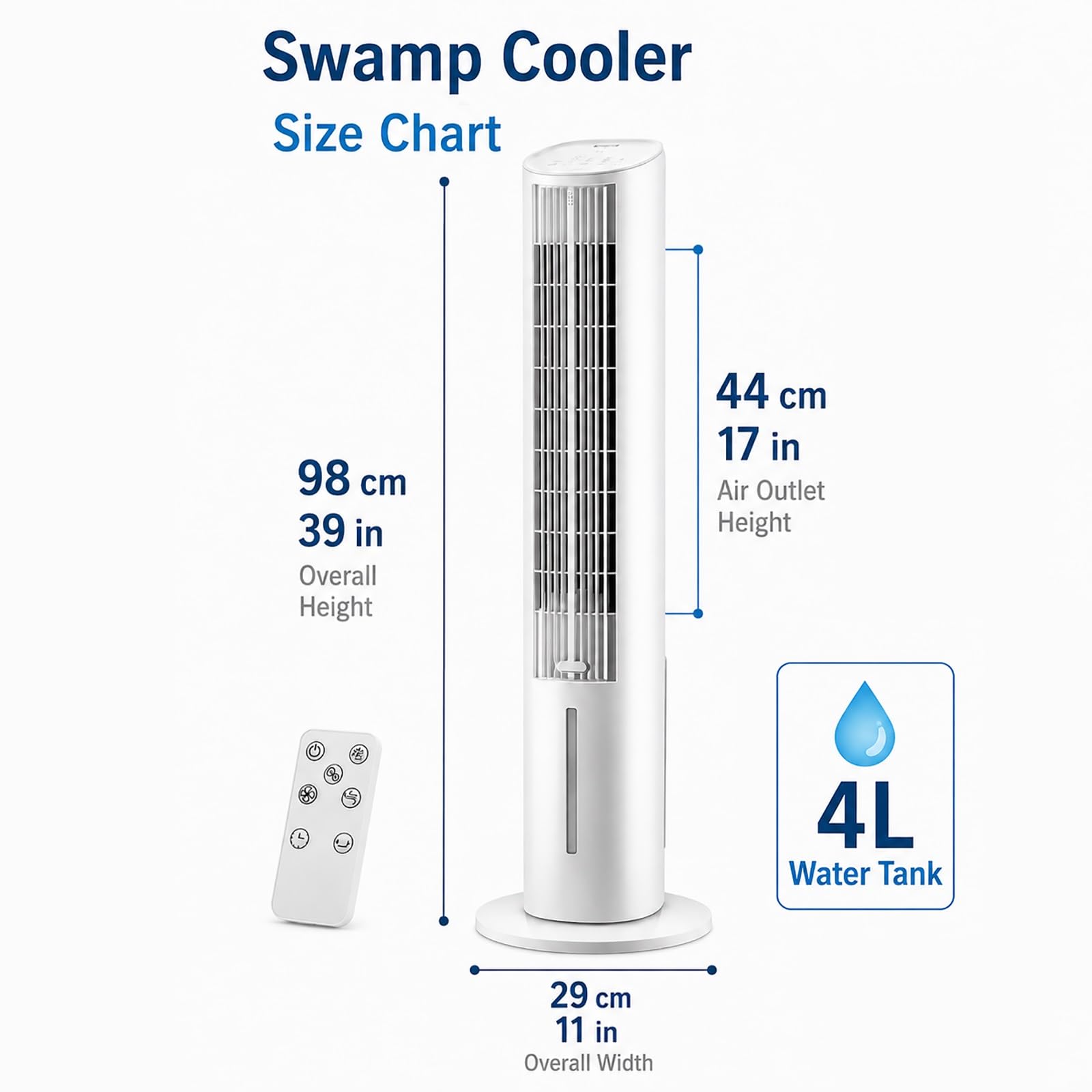 Refrigerador de Aire con Depósito Agua, 3 Velocidades, Climatizador Evaporativo para Apartamento, Dormitorio, Hogar