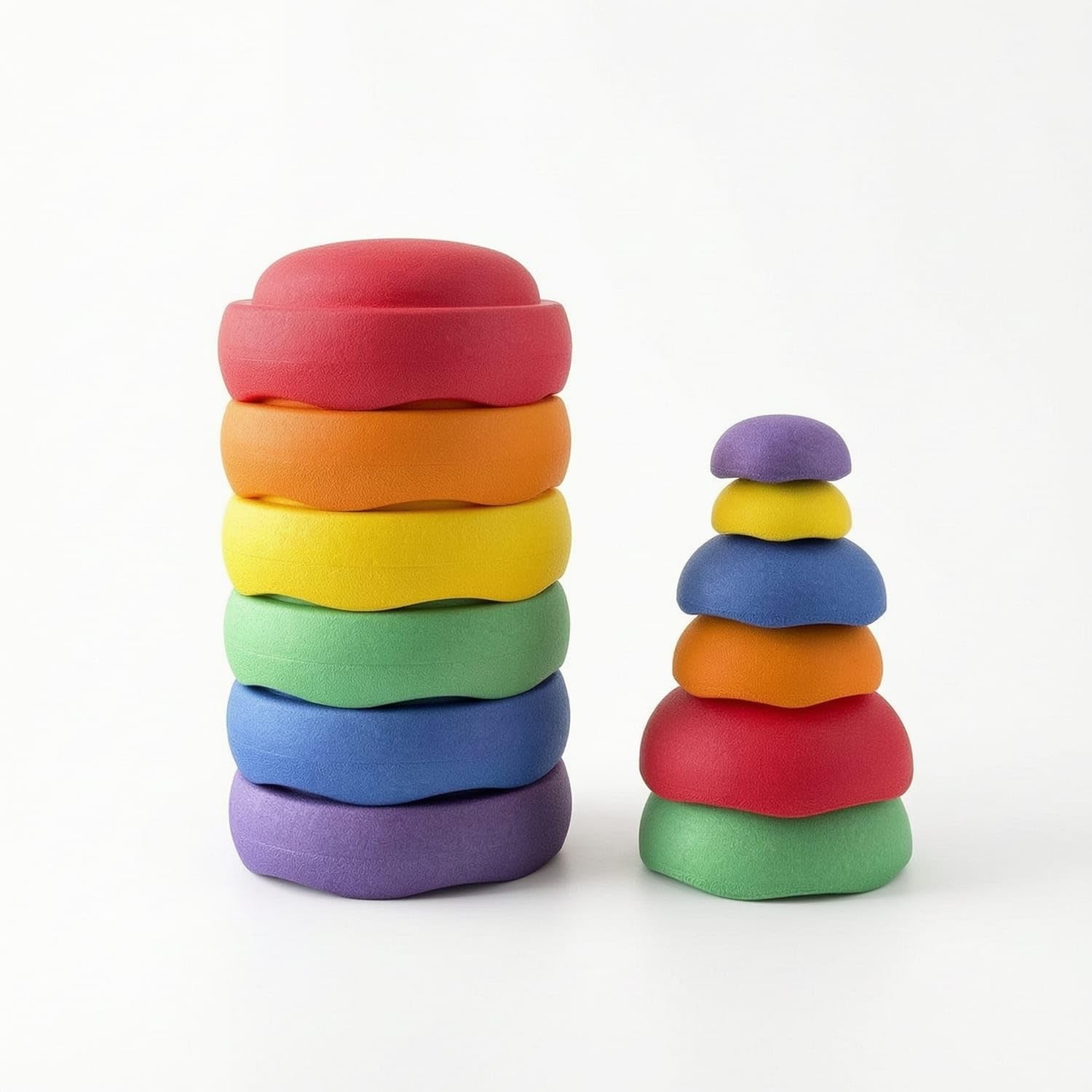 12 Pieces Textured Balance Stepping Stone Low-Height Soft Material Stepping Stone Grippy Step Stones with Balance Board Non-Slip for Children, Toddlers, Playroom,Backyard, Rainbow 6-pk and-image-24