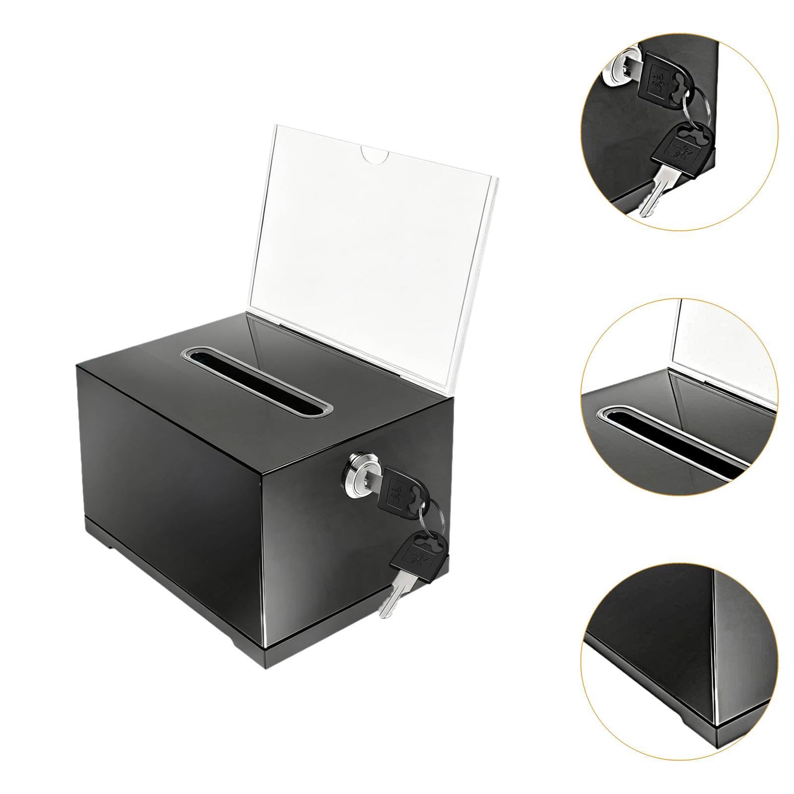 Boîte à suggestions/à acrylique avec serrure pour la collecte des bulletins au bureau, Noir