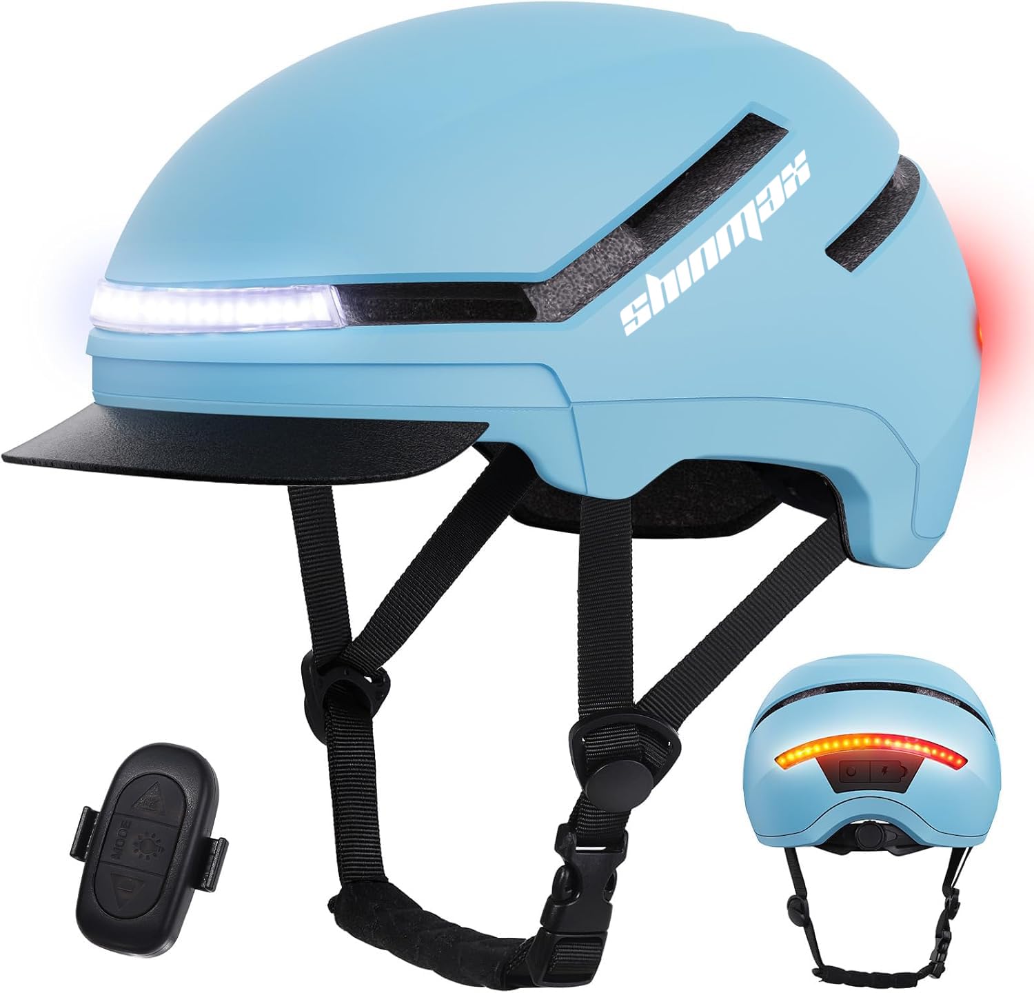 Shinmax Fahrradhelm Damen mit Licht und Blinker, NTA 8776 Zertifiziert | Helm Herren für S-Pedelec & E-Bike bis 45 km/h, Radhelm Unisex mit Aufladbarem Rücklicht & Anehmbarem Visier, M/L 54-61cm