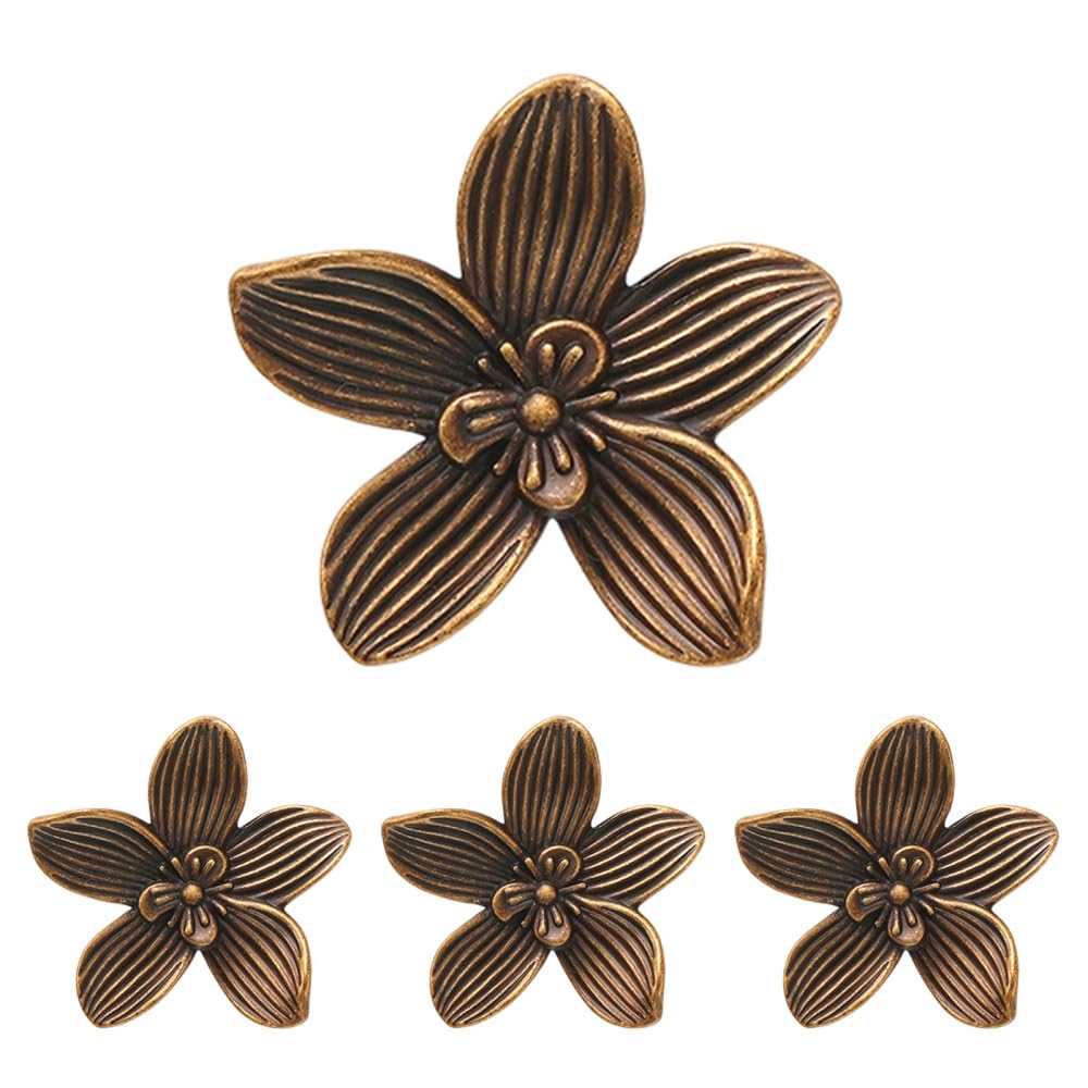 DONGKER Gold Flower Cabinet Knobs, 4/8pcs Vintage Floral Drawer Pulls for Bathroom,Furniture, Vanity, Closet Cabinet Dresser Door Pulls — image 1
