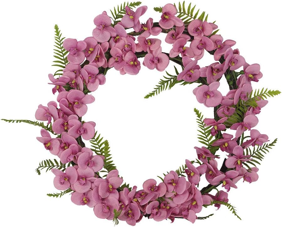 YATAI Artificial Orchid Flowers Wreath Artificial Plants Fake Flower Wreaths Arrangement For Home Window Wall Hanging Door Wreath Garden Wedding Festival Decoration – Floral Garland Artificial Wreath