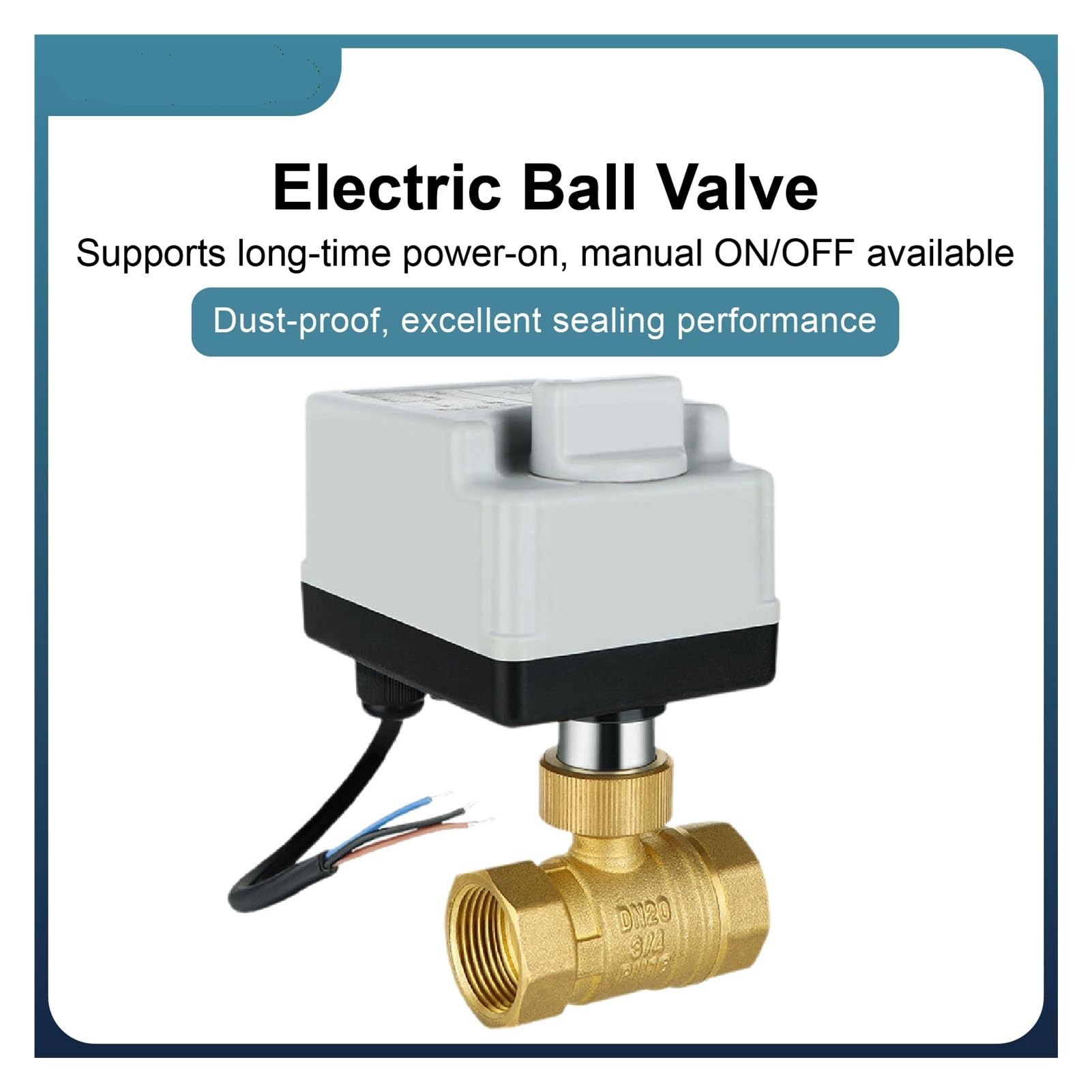 Valvola a sfera motorizzata in ottone AC220V DC12V Attuatore elettrico a tre fili Interruttore manuale Due controlli DN15-50 IP67 Smart Water(DN25,DC12-24V_3 WAY)
