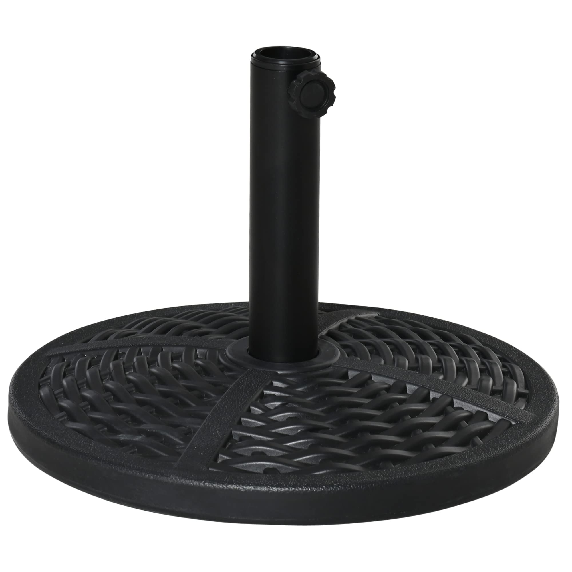 Outsunny 21 lbs. Market Umbrella Base Holder 18" Heavy Duty Round Parasol Stand with Rattan Design for Patio, Black