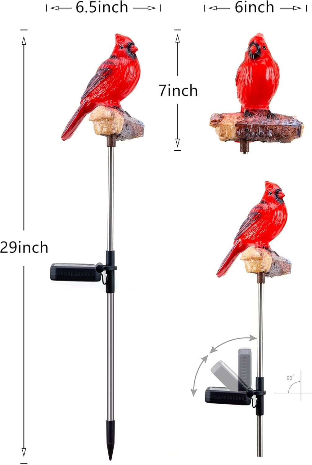 Cardinal Solar Lights Outdoor with Sound & Motion Sensor, Waterproof Red Bird Figurine Stake, Hand-Painted Memorial Garden Decor Gift for Mom Grandma