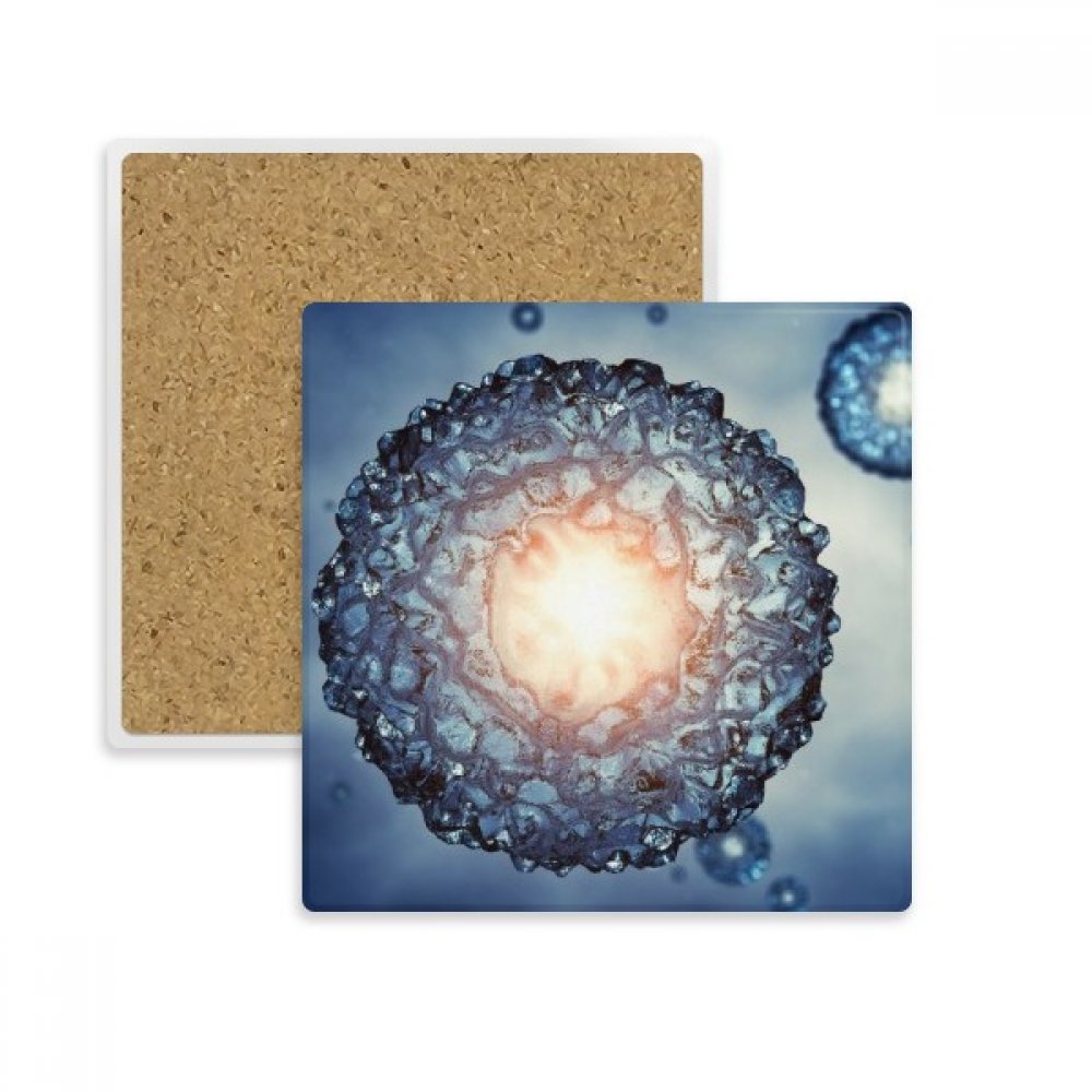 Dessous de verre absorbant anti tache motif cellule bleue pour verre