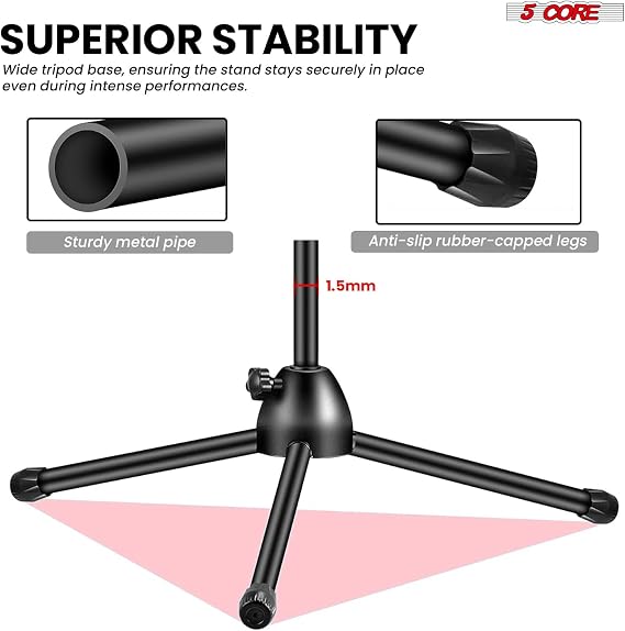 5 Core Mikrofon Standı Zemin Evrensel Yüksekliği Ayarlanabilir Tripod Mikrofon Standları 2 Mikrofon Tutar w Uzayan Teleskopik Bom Kolu Katlanabilir Taşınabilir Sahne Üzerinde Stüdyo için Siyah - MS