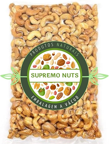 Castanha de Caju Torrada Inteira W1 Exportação Premium Sem Sal Embalado a Vácuo Supremo Nuts