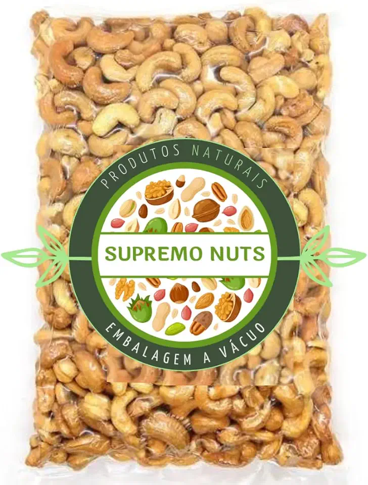 Castanha de Caju Torrada Inteira W1 Exportação Premium Sem Sal Embalado a Vácuo Supremo Nuts
